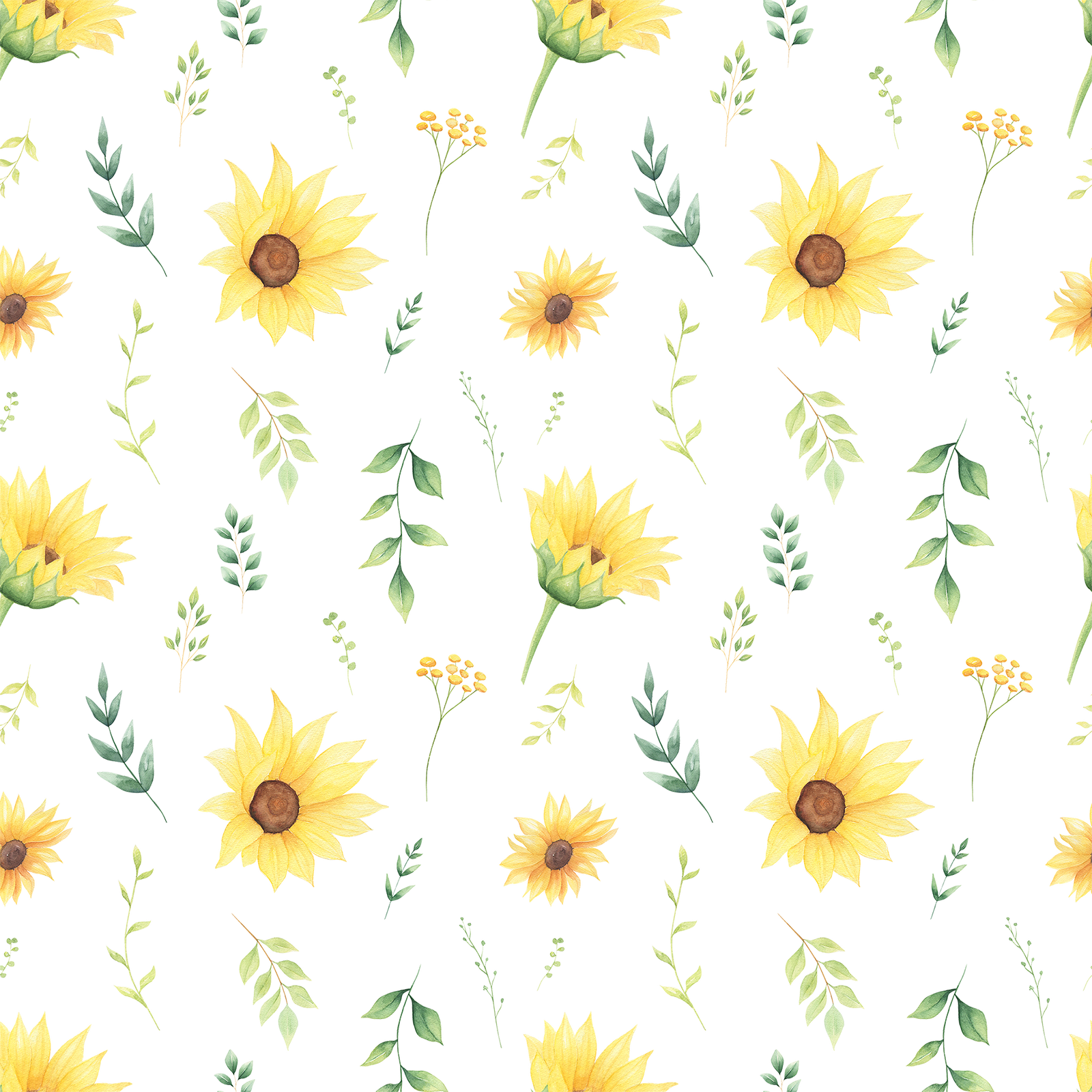 Illustration sunflower seamless pattern watercolor